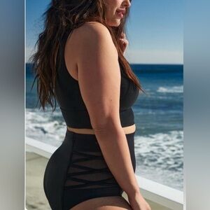 Torrid lattice high waisted, swim bottoms